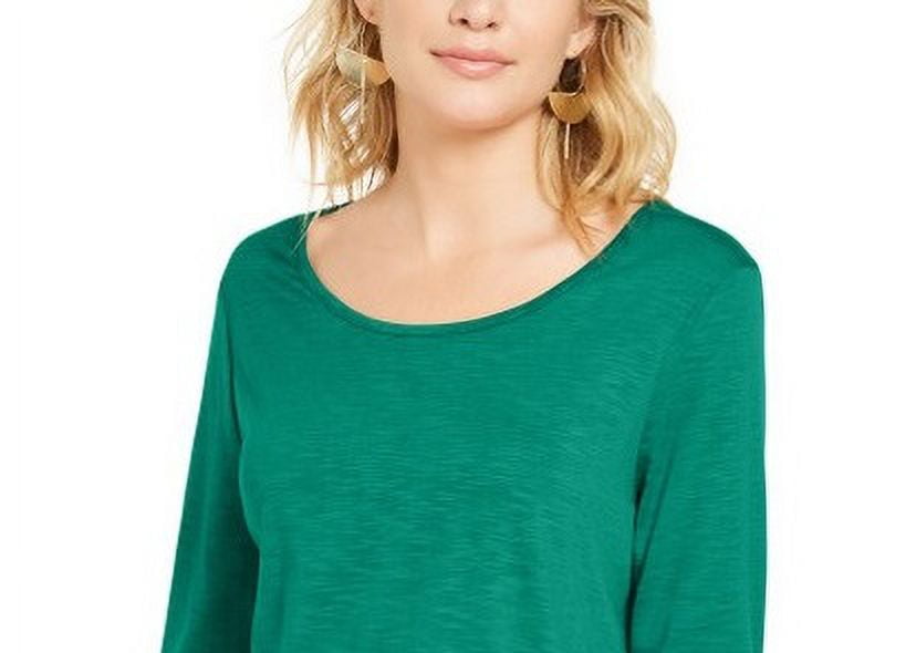 Style & Co Women's Green Chiffon Hem Top Size PM