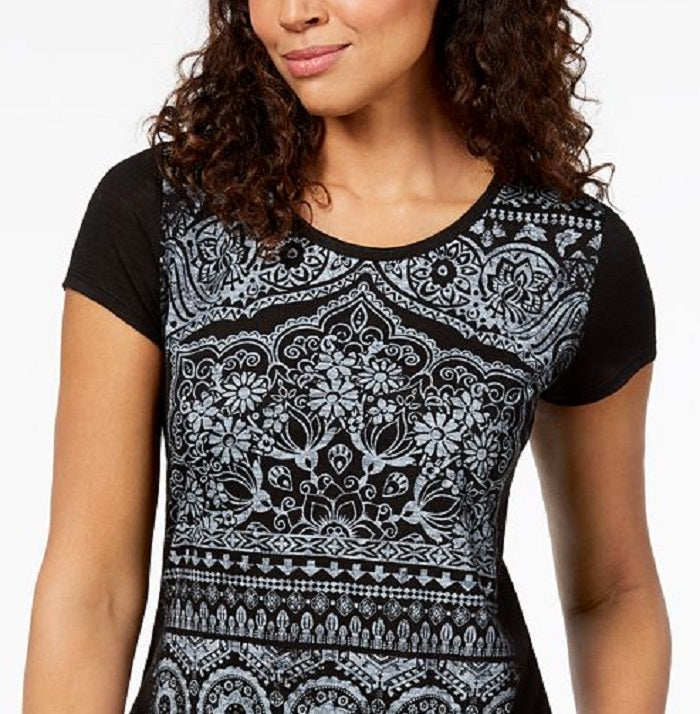 Style & Co Women's Graphic T-Shirt Black Size Small