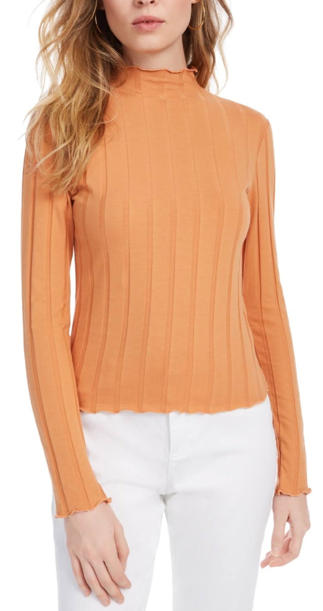 Kit + Sky Women's Long Sleeve Top Orange Size Medium