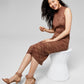 And Now This Women's Ribbed Mock Neck Bodycon Dress Brown Size Small