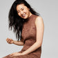 And Now This Women's Ribbed Mock Neck Bodycon Dress Brown Size Small