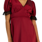 Kit & Sky Womens Junior's Satin Lace Trim Cocktail and Party Dress Red Size XX-Small