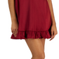Kit & Sky Womens Junior's Satin Lace Trim Cocktail and Party Dress Red Size XX-Small