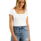 And Now This Women's Square Neck Short Sleeve Bodysuit White Size Large