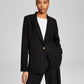 And Now This Women's One Button Textured Oversized Blazer Black Size Medium