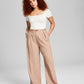 And Now This Women's High Rise Wide Leg Textured Trouser Pants Brown Size Medium