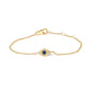 10K Yellow Gold Blue Sapphire and Diamond Accent Evil Eye Station Link Bracelet  (H-I Color, I1-I2 Clarity) - Size 7"