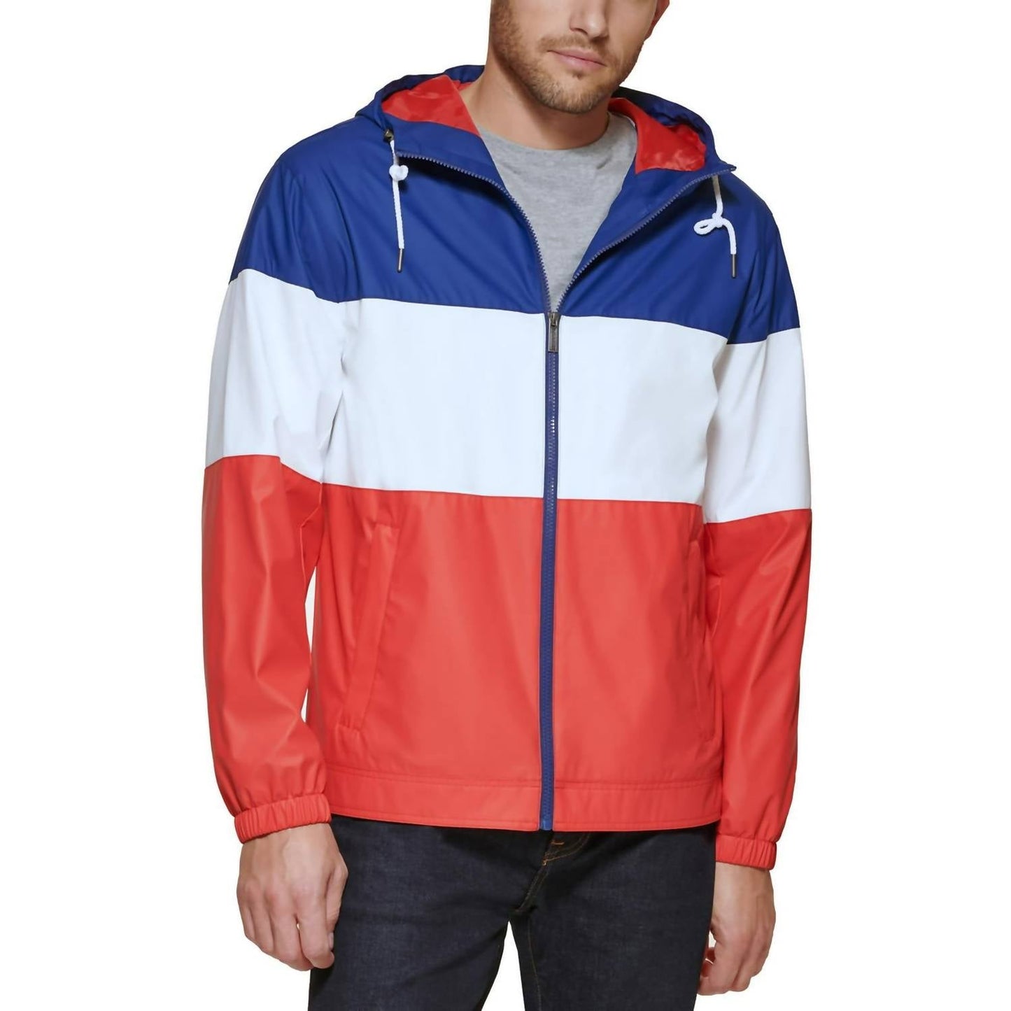 Club Room - Rubberized Rain Hoodie/windbreaker Jacket