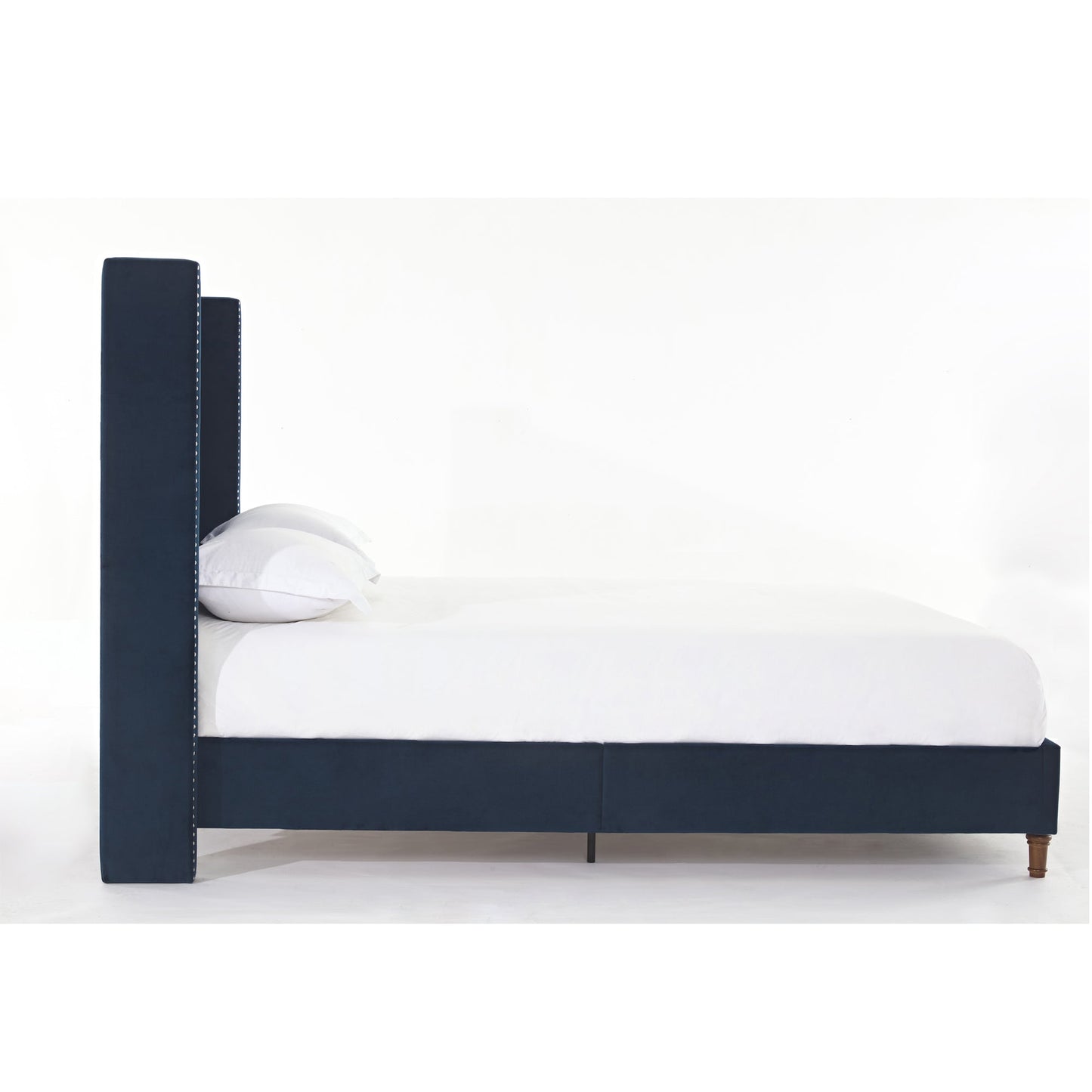 Peyton Upholstered Queen Bed with Blue Velvet