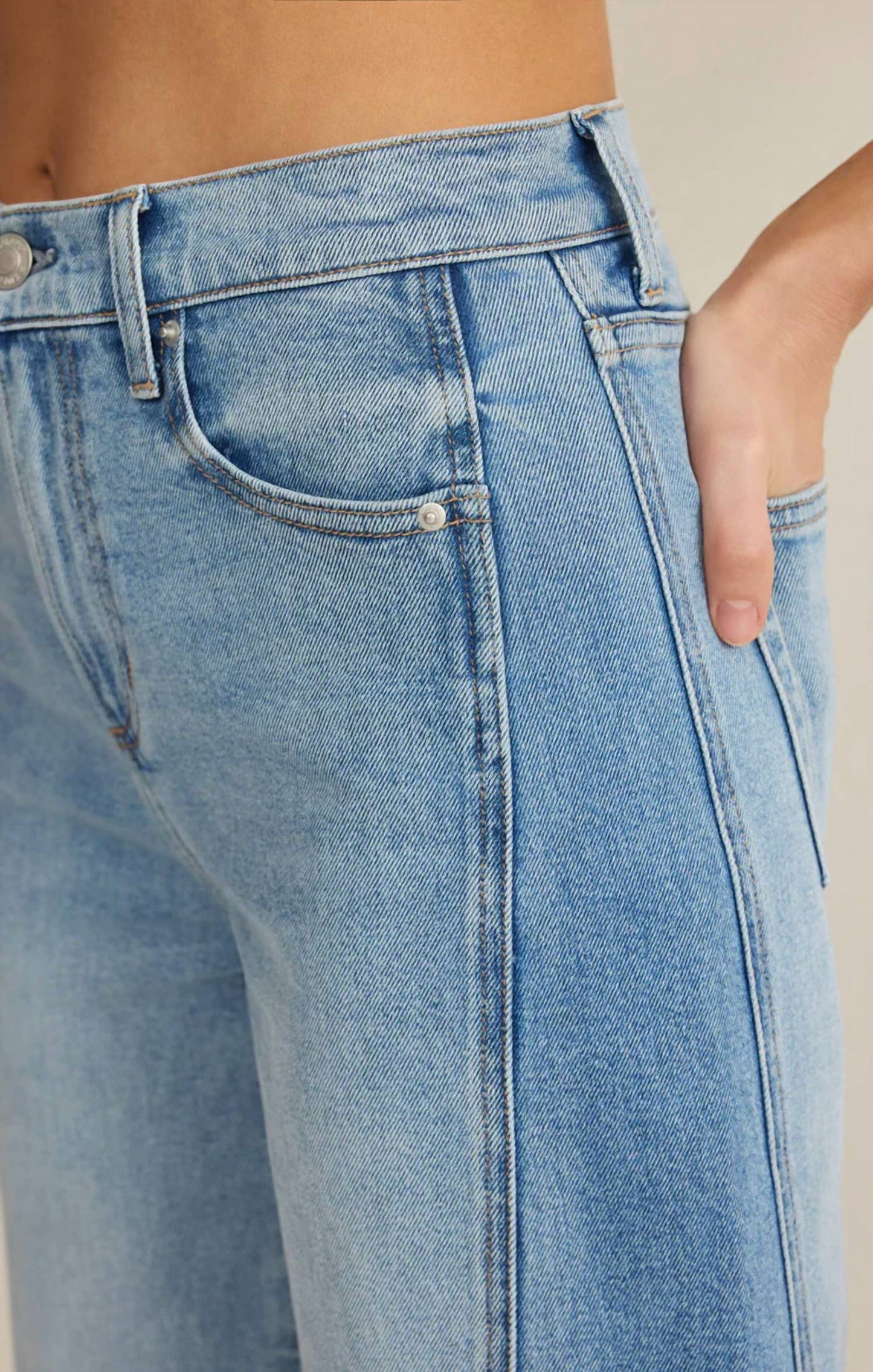 Z Supply - Luna High Rise Crop Bowed Leg Jeans