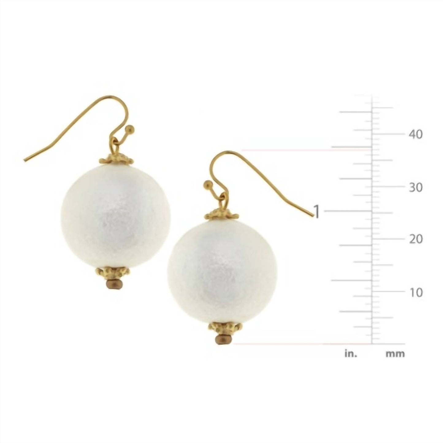 Susan Shaw - Women's White Cotton Pearl Earrings