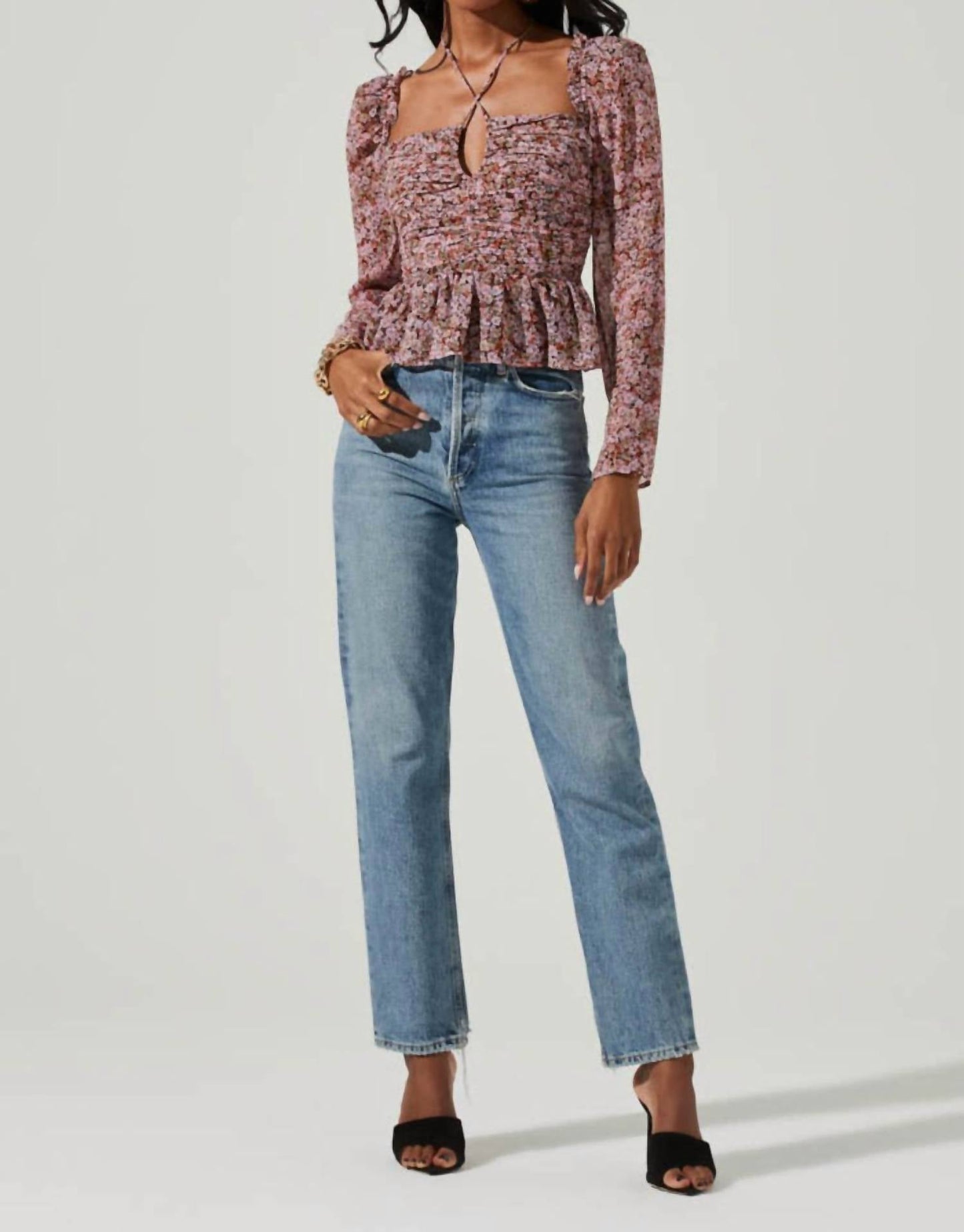 Astr - Toni Strappy Peplum Top