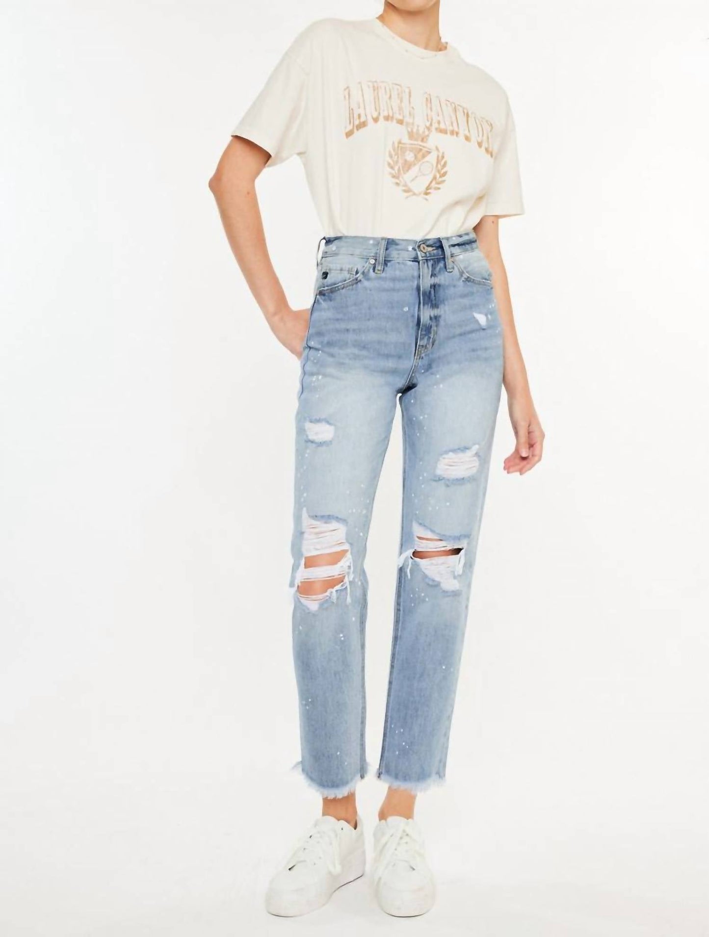 Kancan - Oceane Paint Splatter Straight Jeans