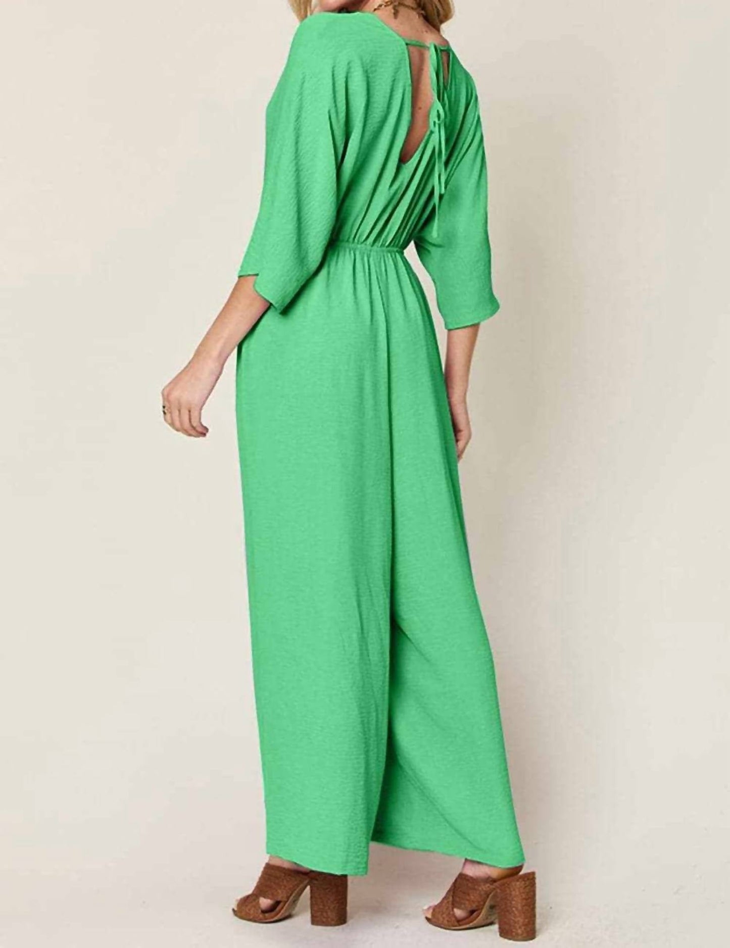 Double Take - Chic Surplice Wide Leg Jumpsuit