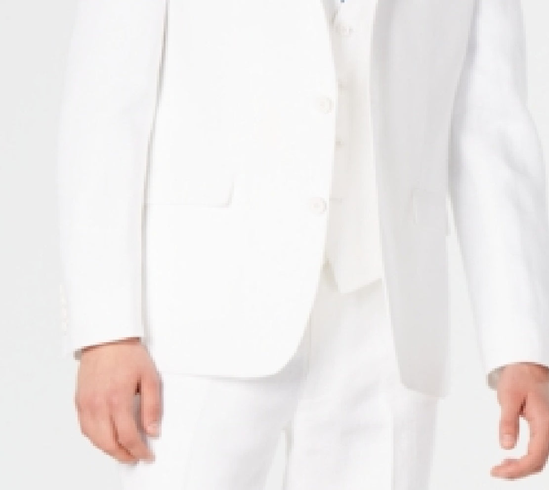 Bar III Men's Slim Fit Linen Suit Jackets White Size 38