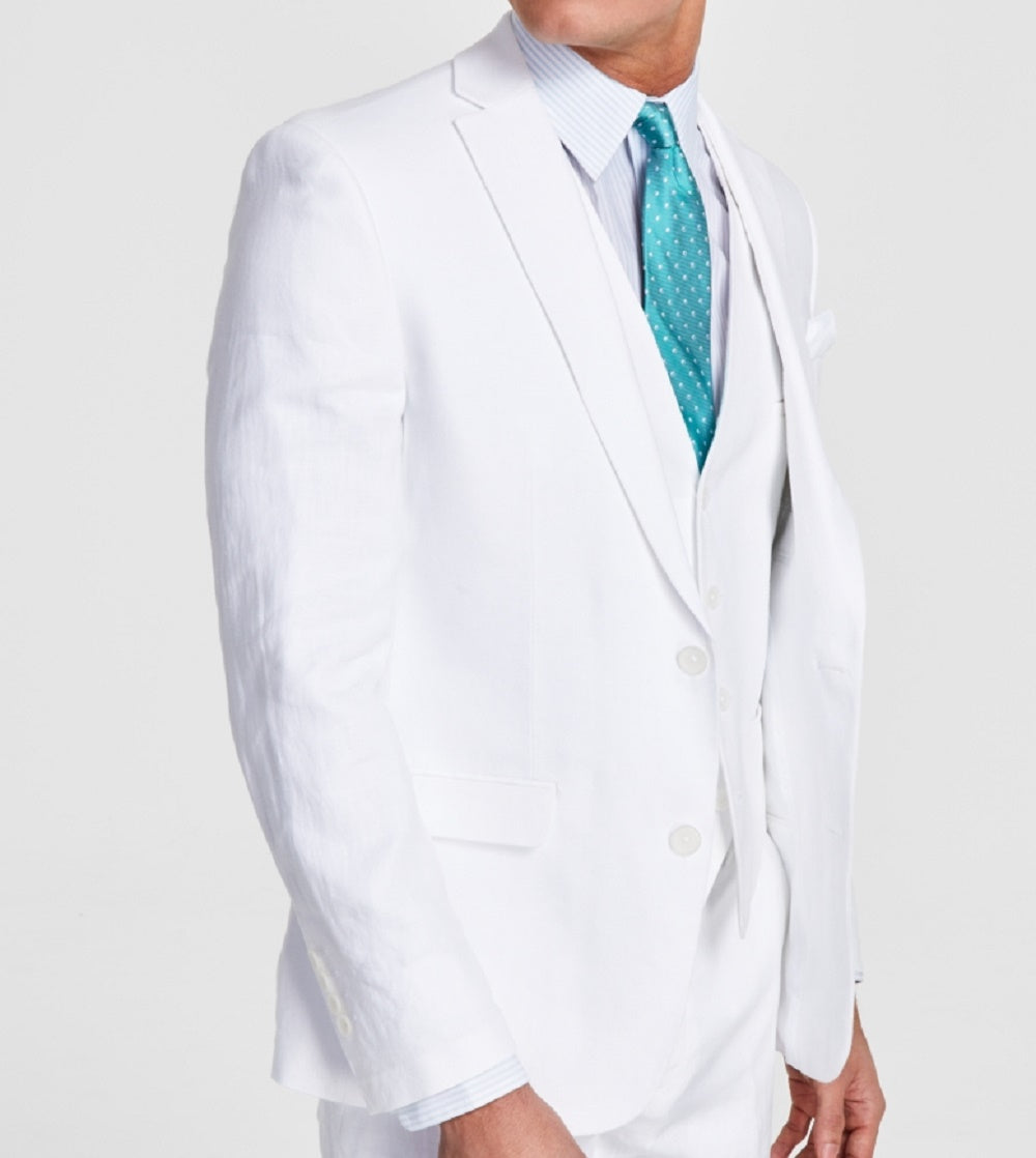 Bar III Men's Slim Fit Linen Suit Jackets White Size 46