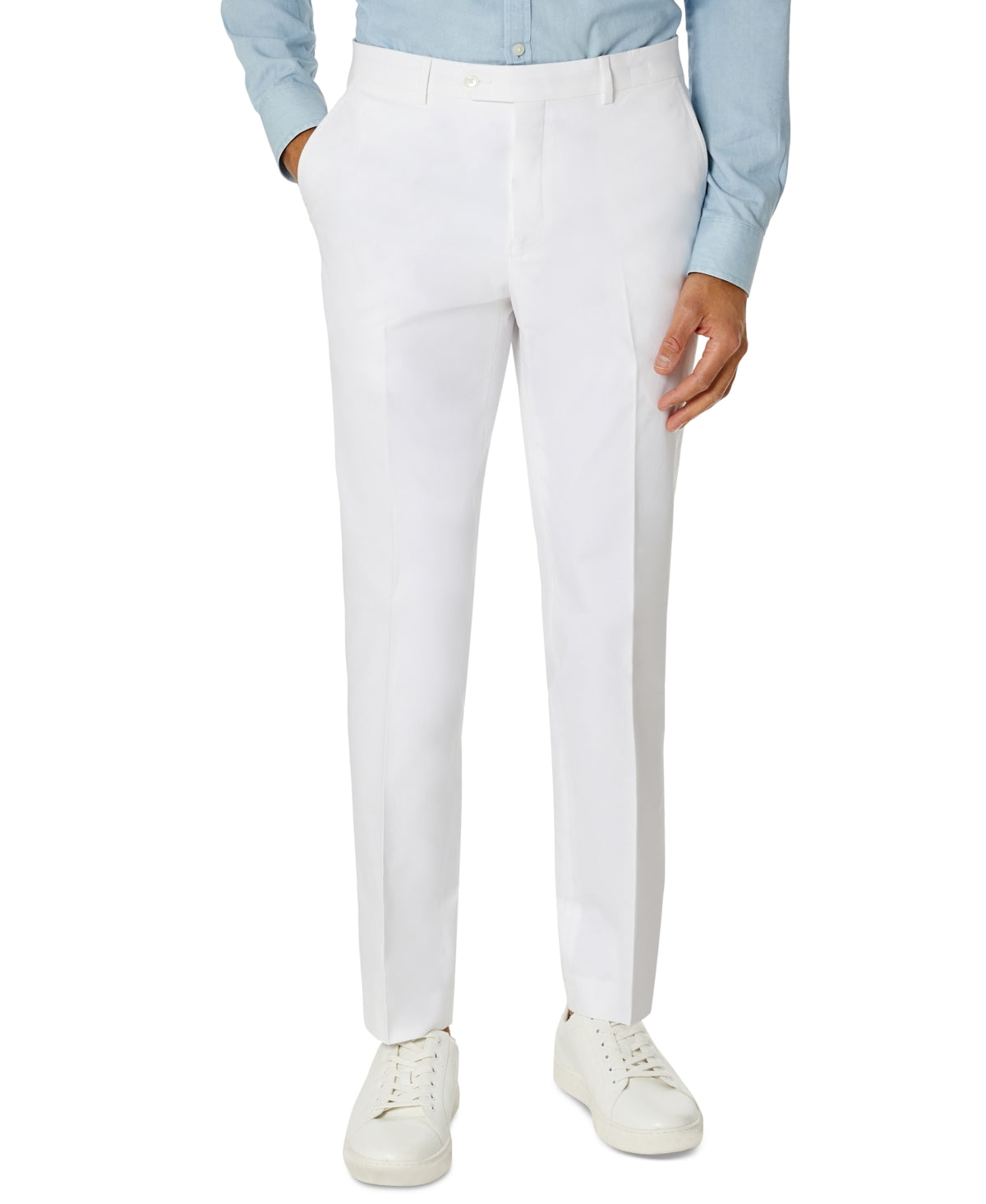 Tommy Hilfiger Men's Modern Fit Th Flex Stretch Chambray Suit Separate Pant White Size 34X34
