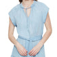 Black Tape Women's Short Sleeve Tie Waist Mini Dress Blue Size Large