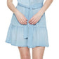 Black Tape Women's Short Sleeve Tie Waist Mini Dress Blue Size Large