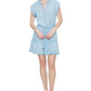 Black Tape Women's Short Sleeve Tie Waist Mini Dress Blue Size Large