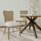 Classic Retro Dining Chair (Set of 2) with Rattan Backrest - Dark Brown / Beige