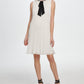 DKNY Women's Sleeveless Pleated Tie Neck Shift Dress White Size 4