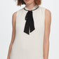 DKNY Women's Sleeveless Pleated Tie Neck Shift Dress White Size 4