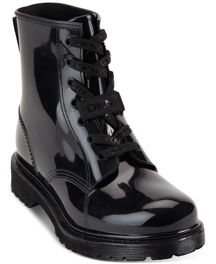 DKNY Women's Tilly Lace Up Rain Booties Black Size 9