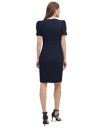 DKNY Women's Puff Sleeve Sheath Dress Blue Size 4