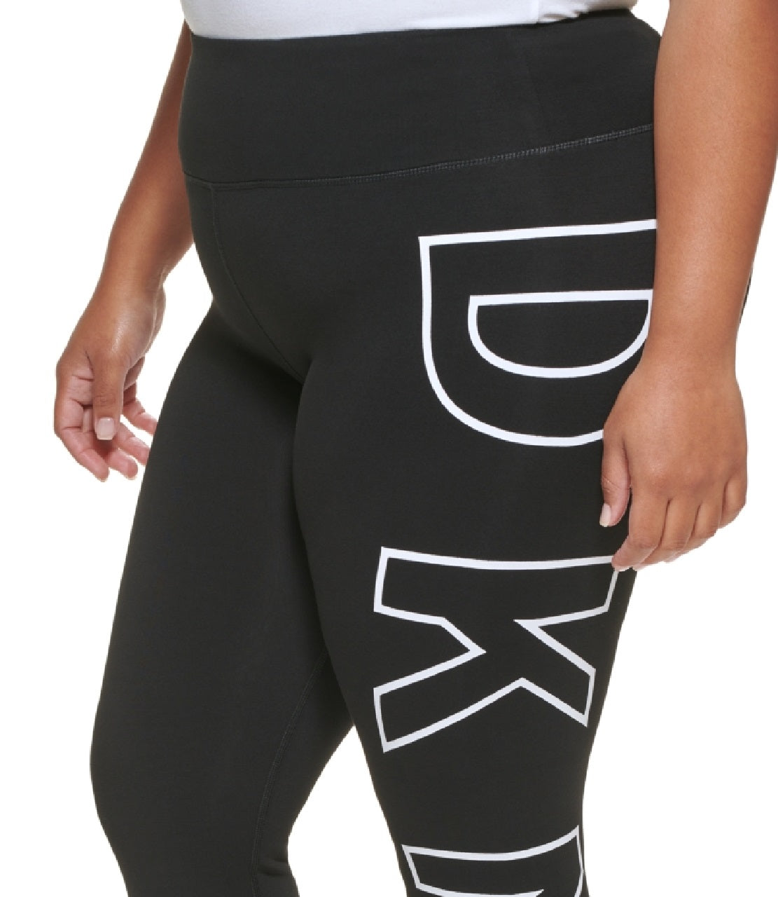 DKNY Women's High Waisted 7/8 Exploded Logo Leggings White Size 3X