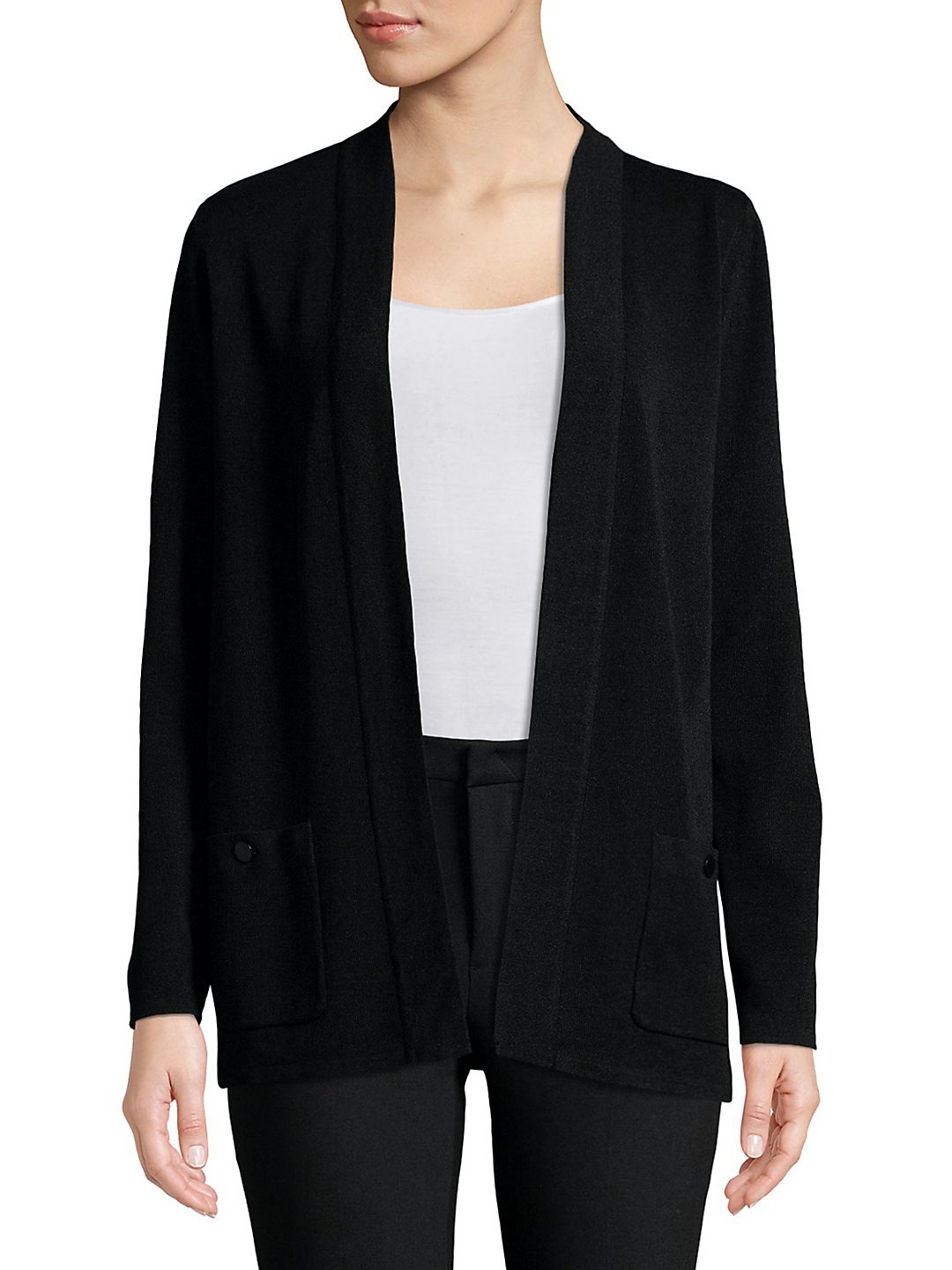 Anne Klein Women's Malibu Open Front Cardigan Black Size X-Small