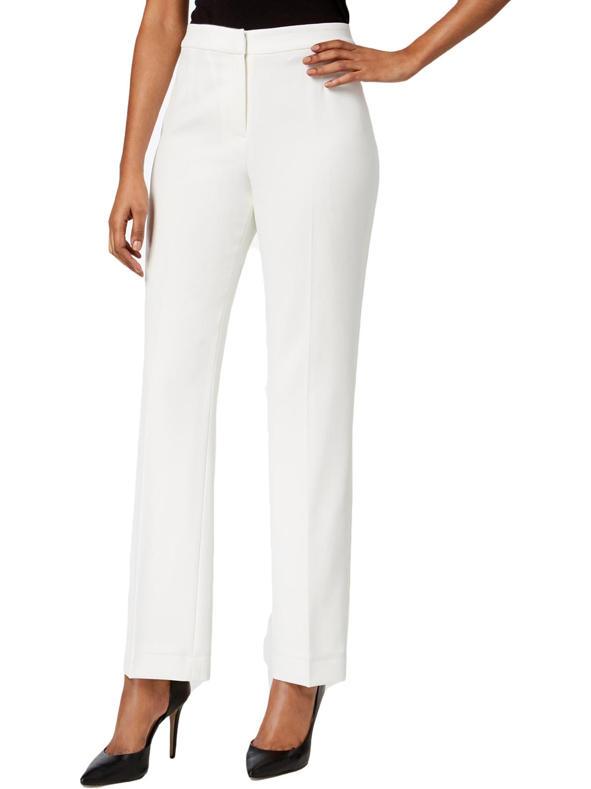 Kasper Women's Straight Leg Modern Crepe Dress Pants White Size 14