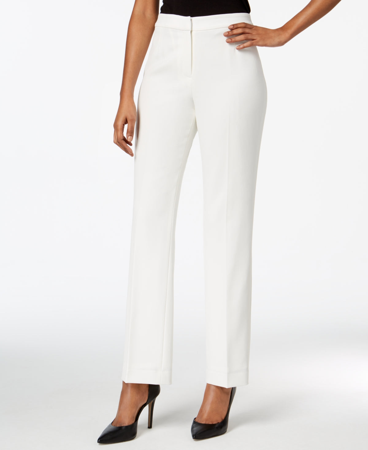 Kasper Women's Straight Leg Modern Crepe Dress Pants White Size 8