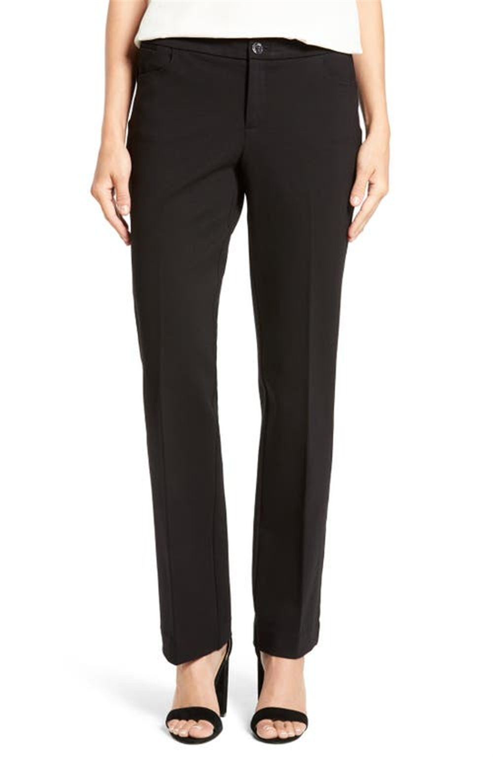 Anne Klein Women's Compression Flare Leg Ponte Pants Black Size 10