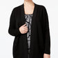 Anne Klein Women's Malibu Open Front Cardigan Black Size 1X
