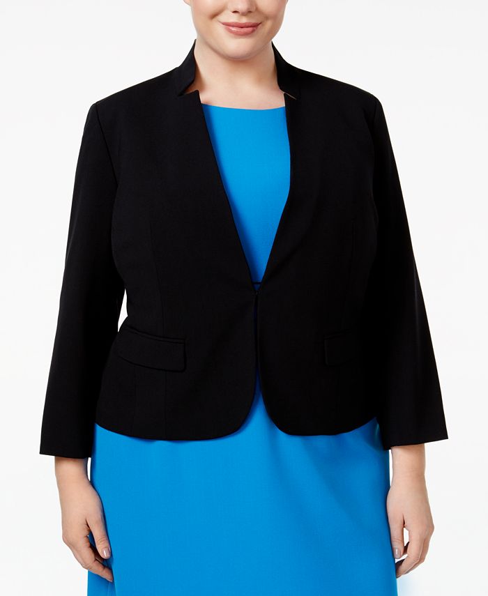 Nine West Women's Plus Stand Collar Blazer Black Size 20W