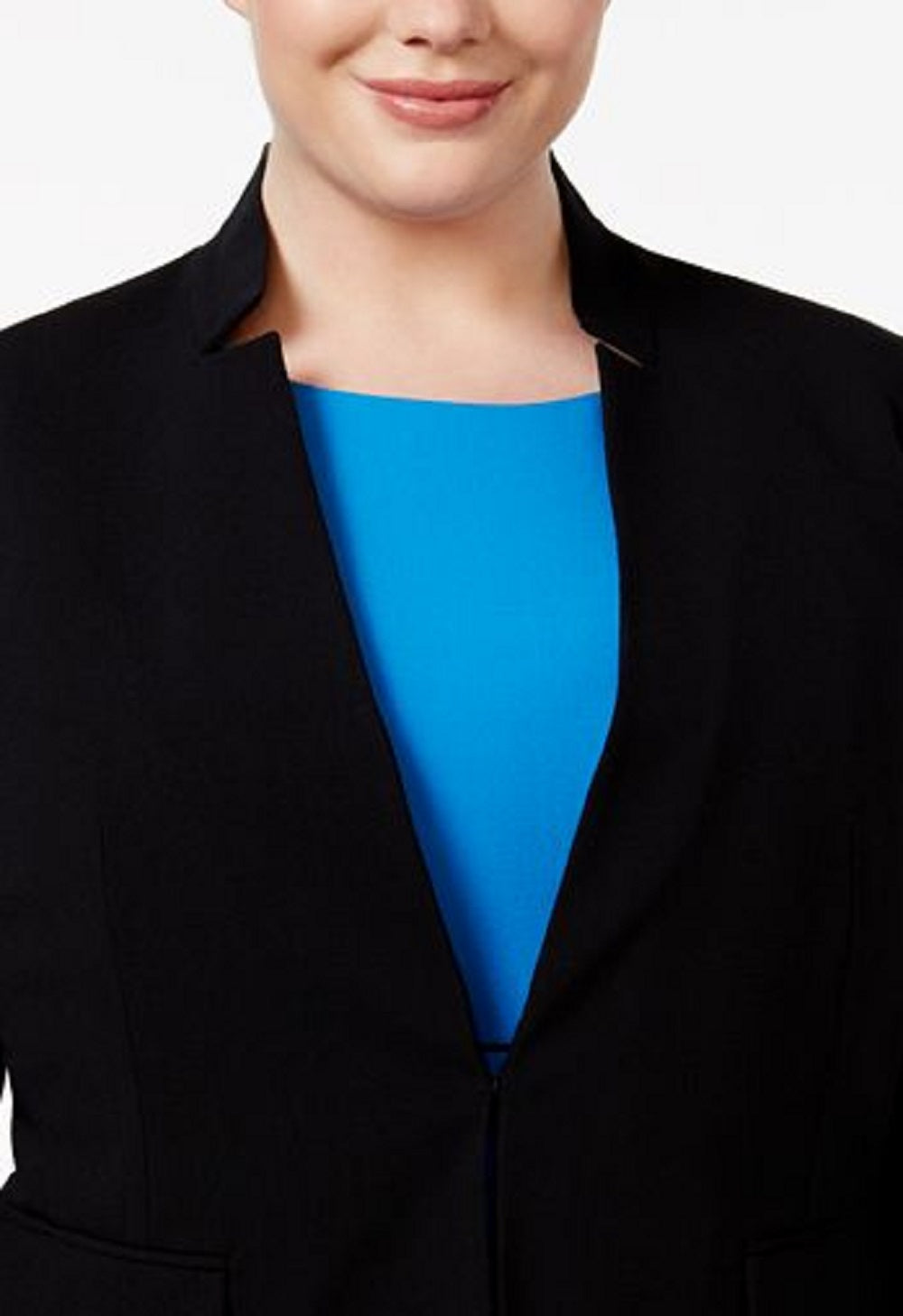 Nine West Women's Plus Stand Collar Blazer Black Size 20W