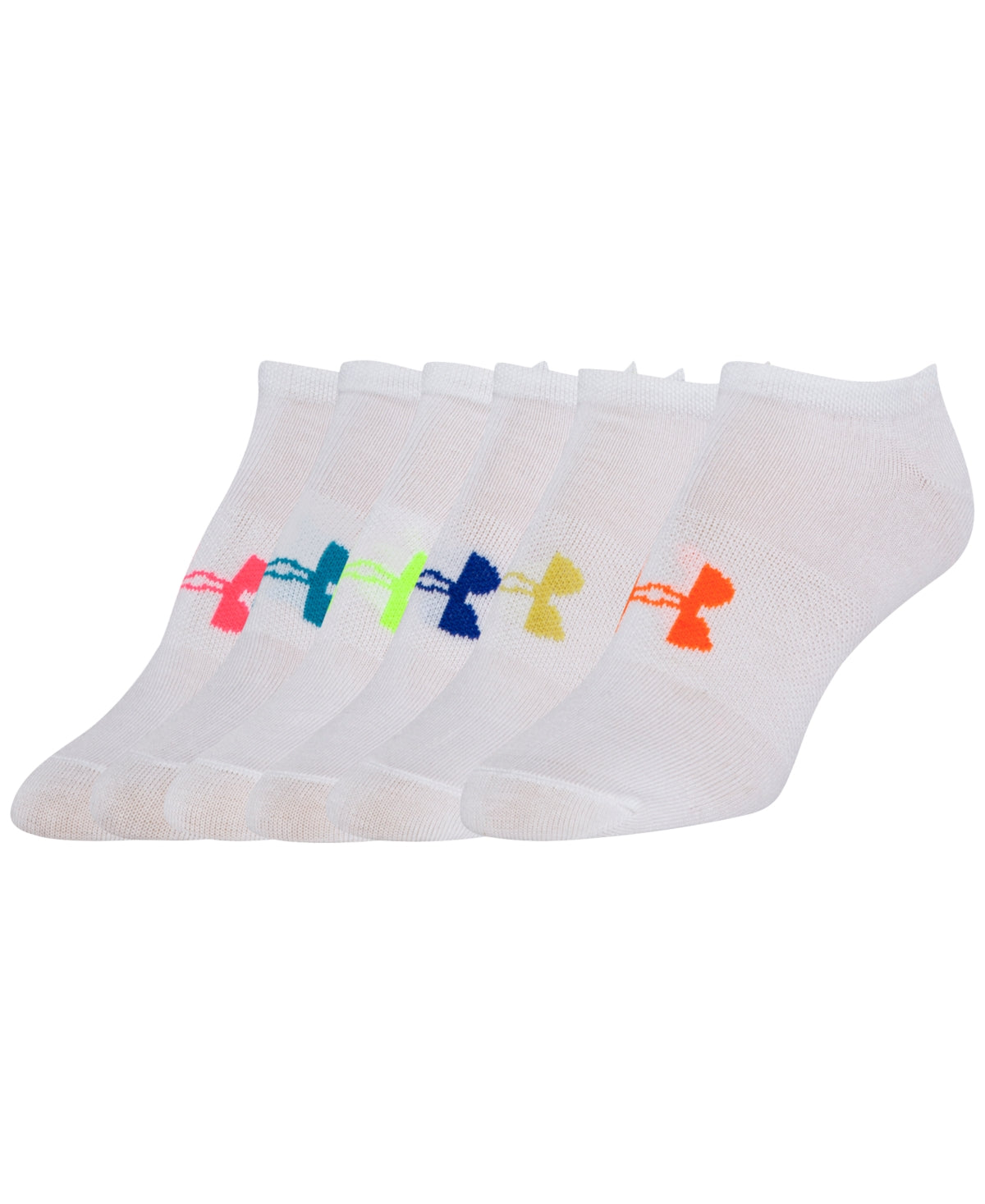 Under Armour Women's 6 Pack Liner No Show Socks White Size 9-11