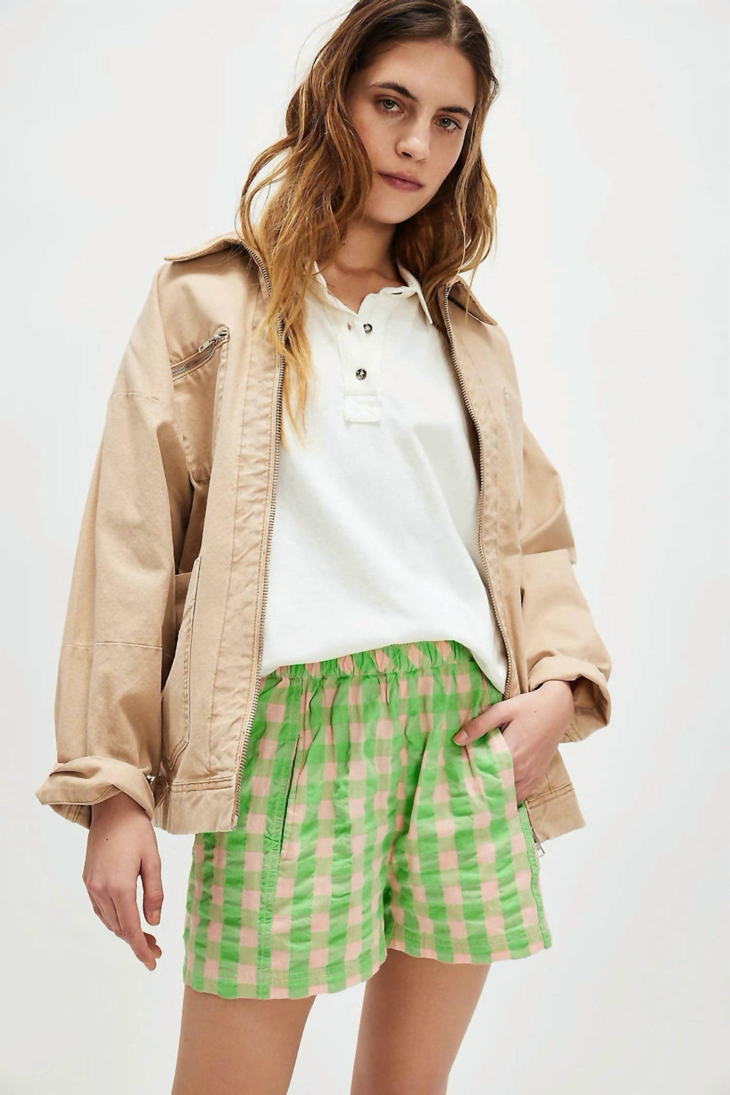 Free People - Get Free Seersucker Pull-on Shorts