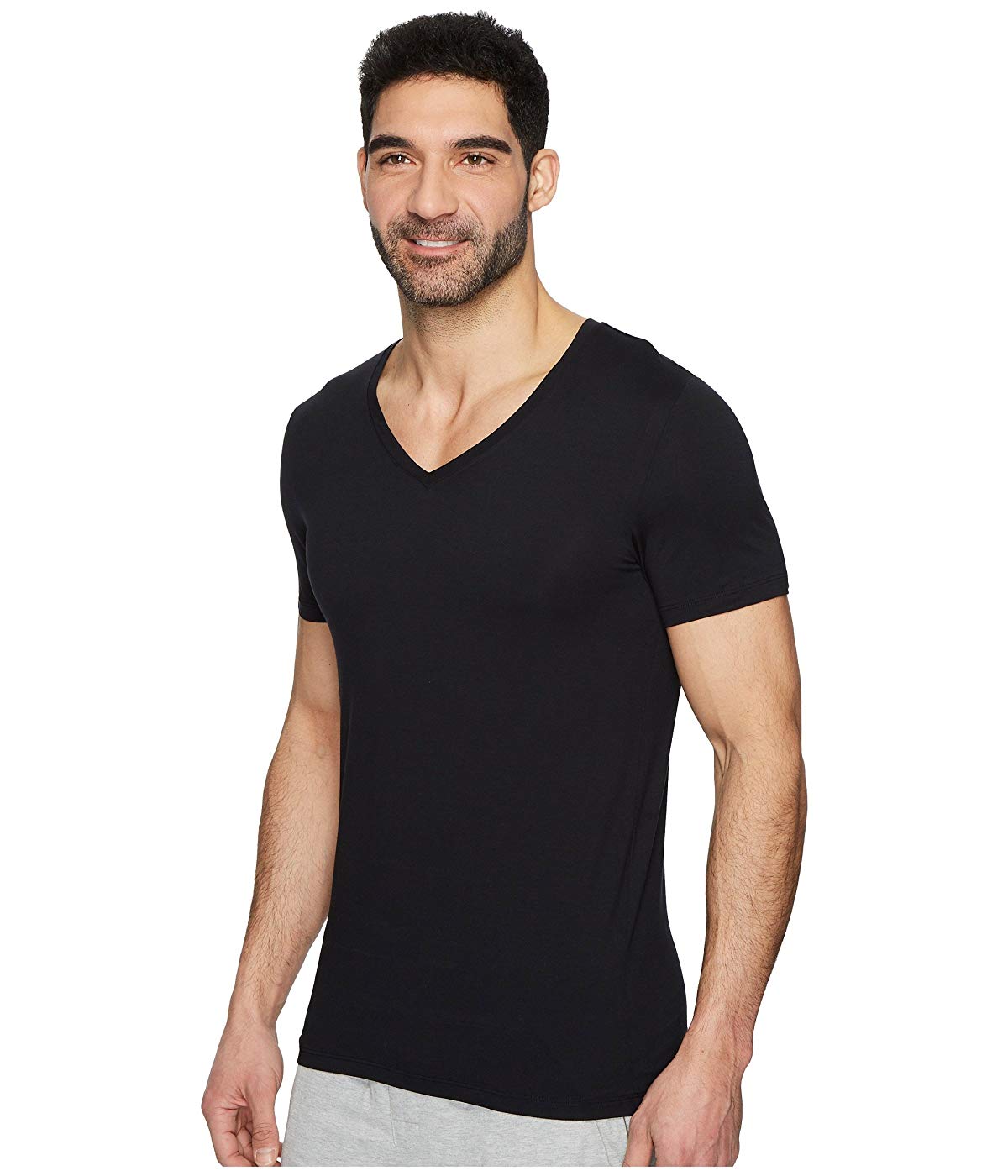 Hanro Men's Cotton Superior V Neck Shirt Black Size Large