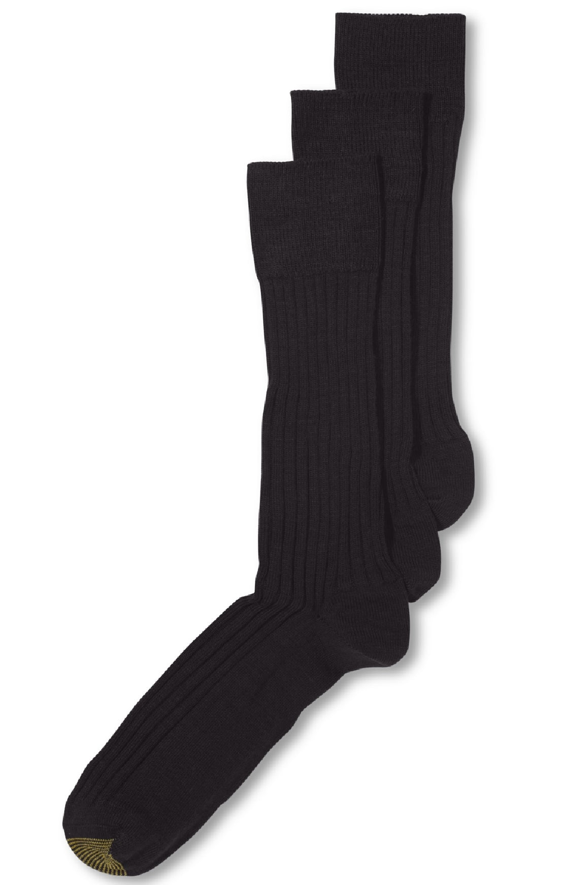 Gold Toe Men's 3 Pack Dress Windsor Wool Crew Socks Black Size 10-13