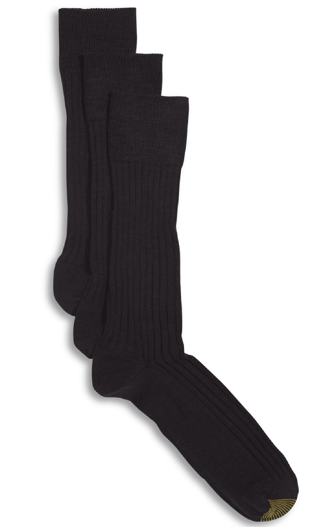 Gold Toe Men's 3 Pack Dress Windsor Wool Crew Socks Black Size 10-13