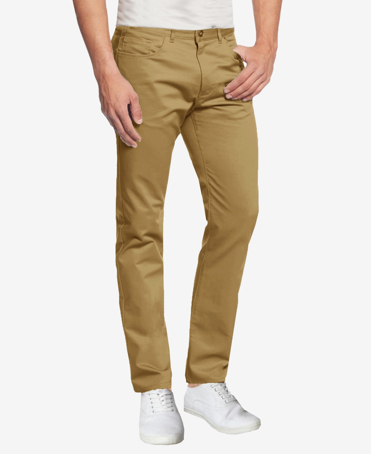 Galaxy By Harvic Men's 5 Pocket Ultra Stretch Skinny Fit Chino Pants Brown Size 34X32
