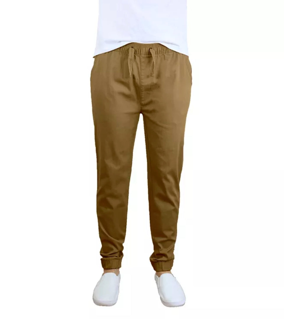 Galaxy By Harvic Men's Basic Stretch Twill Joggers Brown Size M