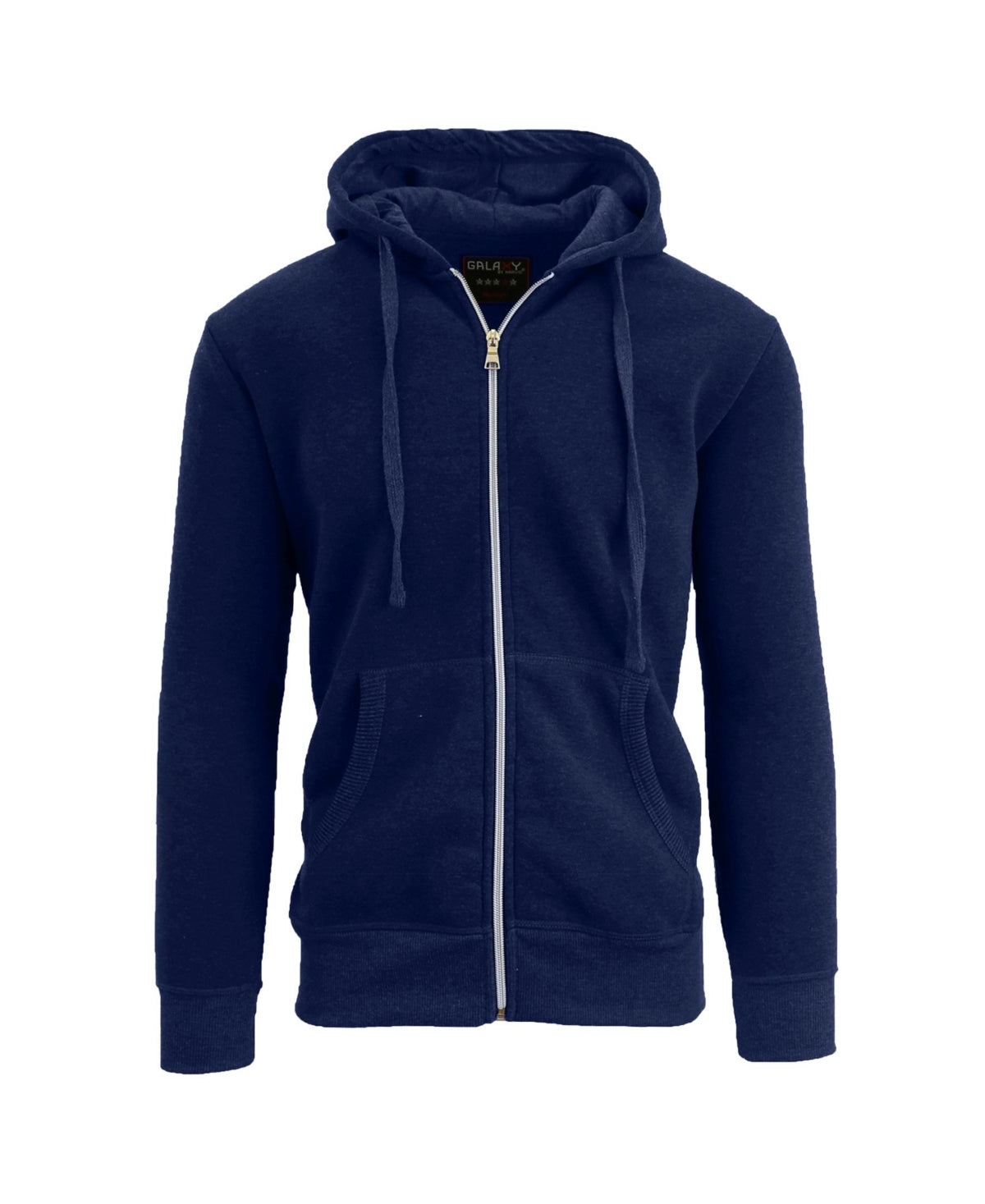 Galaxy By Harvic Men's Full Zip Fleece Hooded Sweatshirt Blue Size Medium