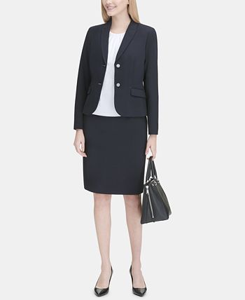 Calvin Klein Women's Flap Pocket Two Button Blazer Blue Size 10