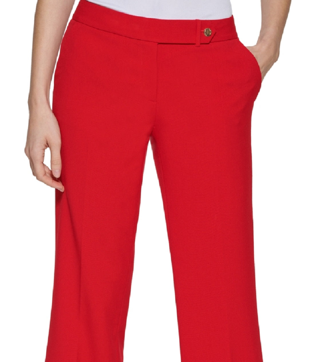Calvin Klein Women's Tab Waist Pants Red Size 14 Petite