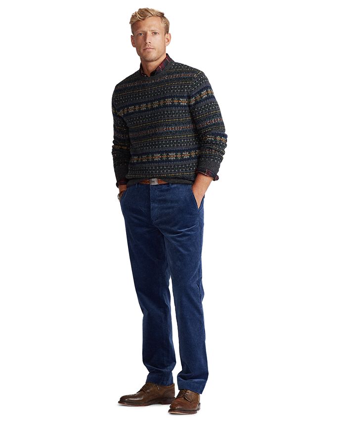 Ralph Lauren Men's Stretch Classic Fit Corduroy Pants Blue Size 36