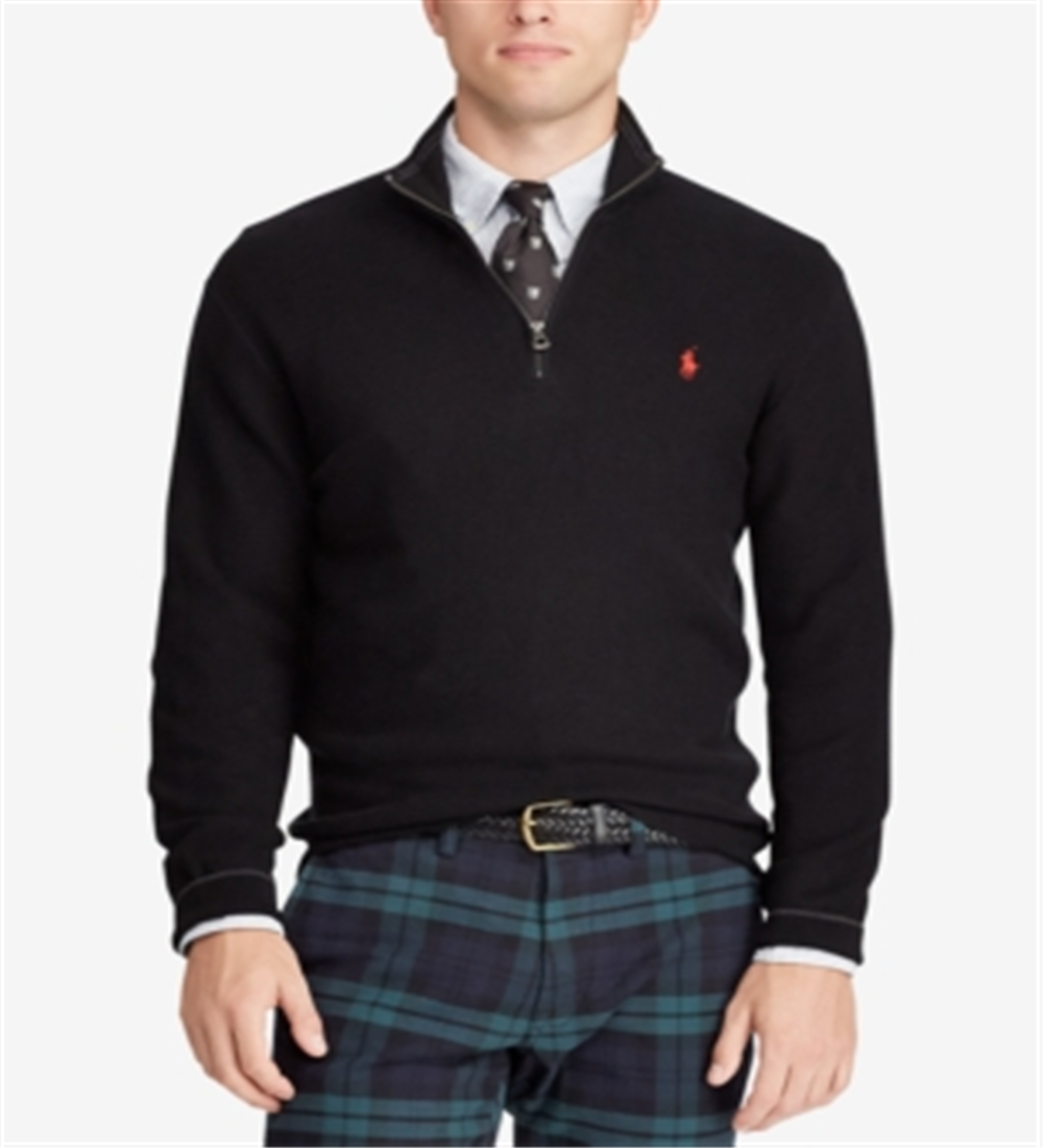Polo Ralph Lauren Men's Textured Quarter Zip Sweater Black Size X-Large