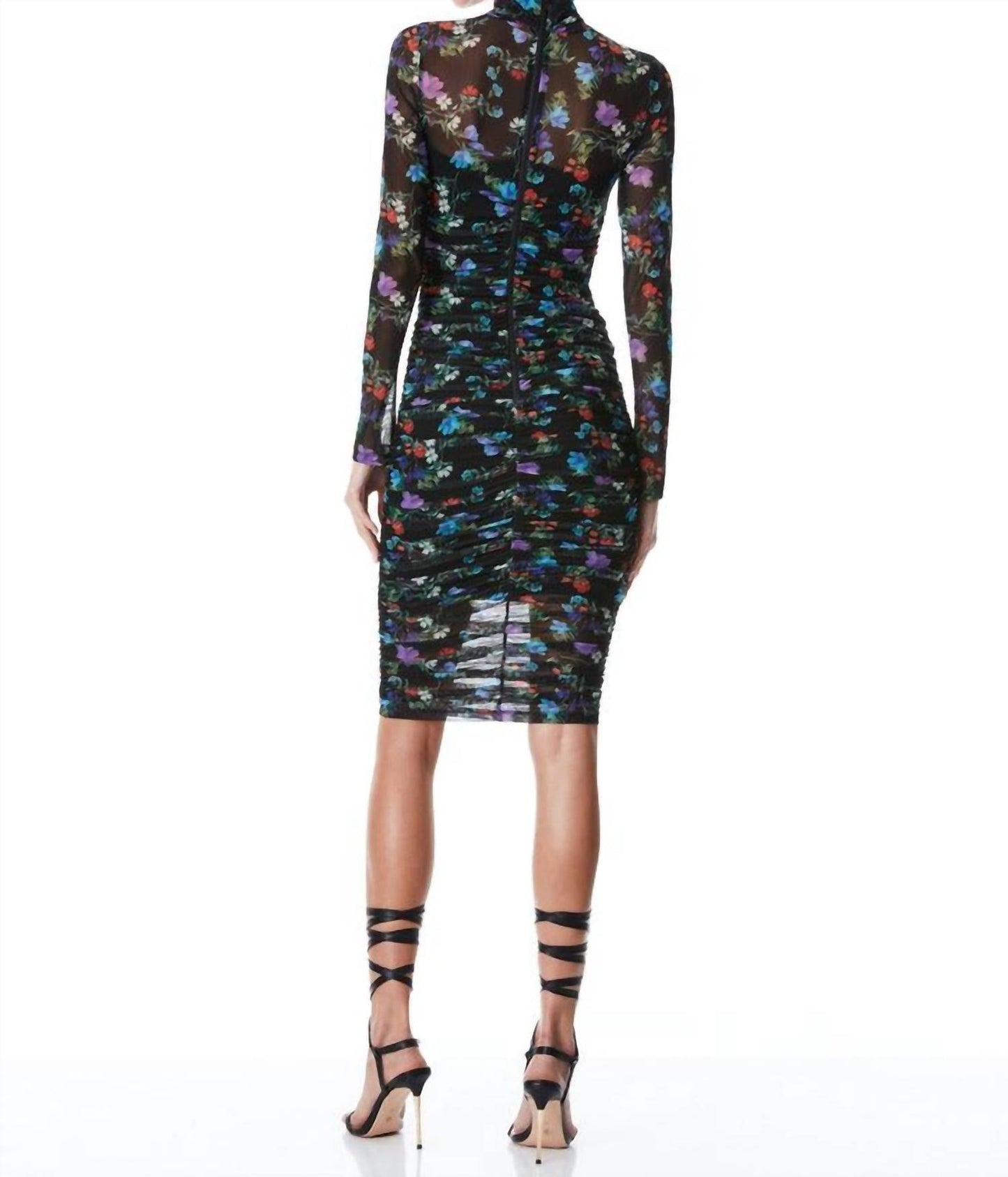 Alice + Olivia - Delora Turtleneck Long Sleeve Midi Dress